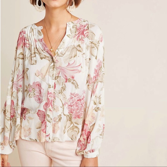 FRYE X ANTHROPOLOGIE Floral peasant blouse medium - Picture 3 of 13
